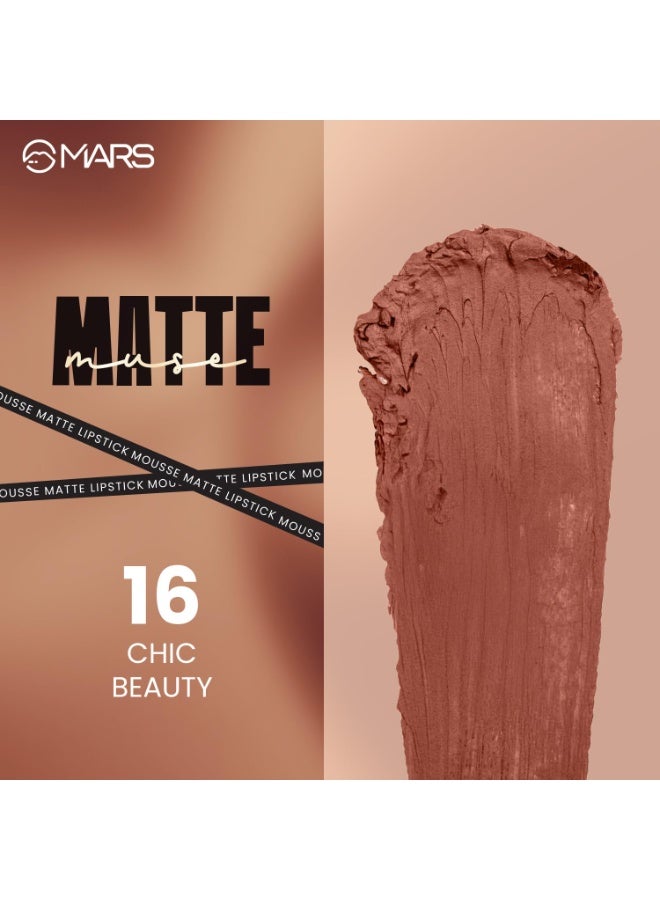MARS Matte Muse Mousse Lipstick (3ml) (16-CHICK BEAUTY) with Doe-Foot Applicator | Highly Pigmented | Smooth Texture | Hydrating Formula | Blurry Lips Effect - Image 4